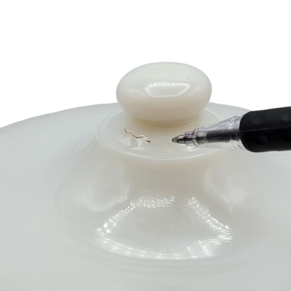 FIRE KING TULIP Ivory Off White GREASE DRIP JAR with Lid Anchor Hocking USA - Picture 5 of 6